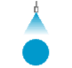 Nozzle produces a solid, circular spray pattern on the target surface (full cone).