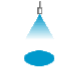 Nozzle produces an oval spray pattern on the target surface (oval full cone).