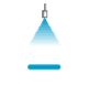 Nozzle produces a flat, bar-shaped spray pattern on the target surface.