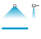 Nozzle discharges tangentially and produces a bar-shaped spray pattern on the target surface. 